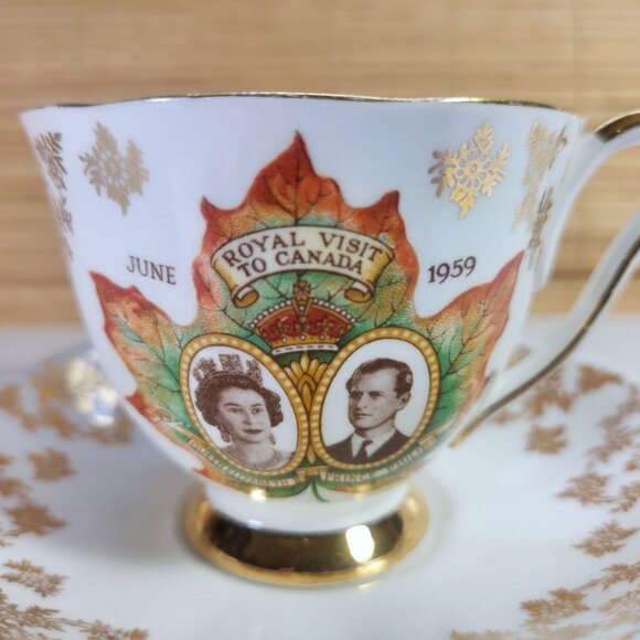 Royal Visit To Canada 1959 Queen Elizabeth II Prince Philip Cup & Saucer - Picture 2 of 11